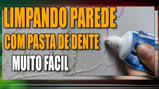 Tirando risco da parede com pasta de dente #limparparede