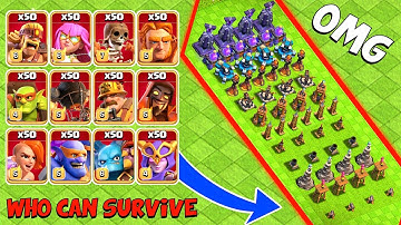 Who Can Survive? Coc Level 1 Defense Formation Vs All Super Troops | Clash of Clans
