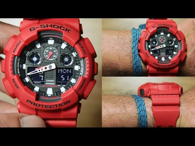 Casio G-shock GA-100B-4A *RED EDITION, UNBOXING, LIGHT DEMO