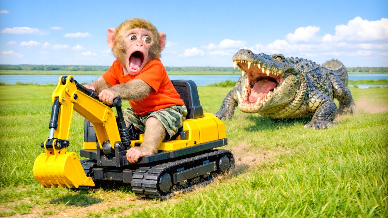 TuTi the monkey tamed the crocodile and built a huge crocodile pond on TuTi's farm!