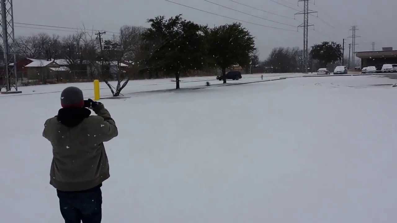 Subaru having fun East Dallas Snow Day 2-6-14 Part