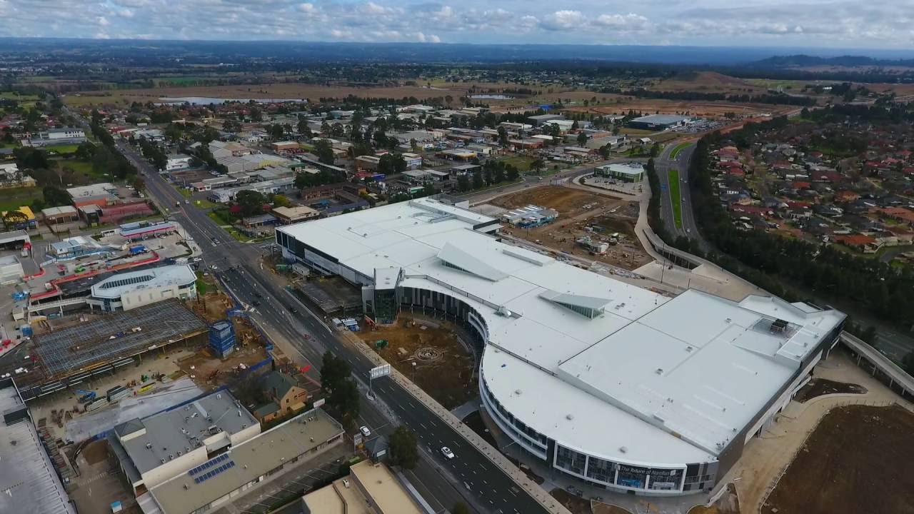 drone narellan nsw town centre look in sky lights on roof window