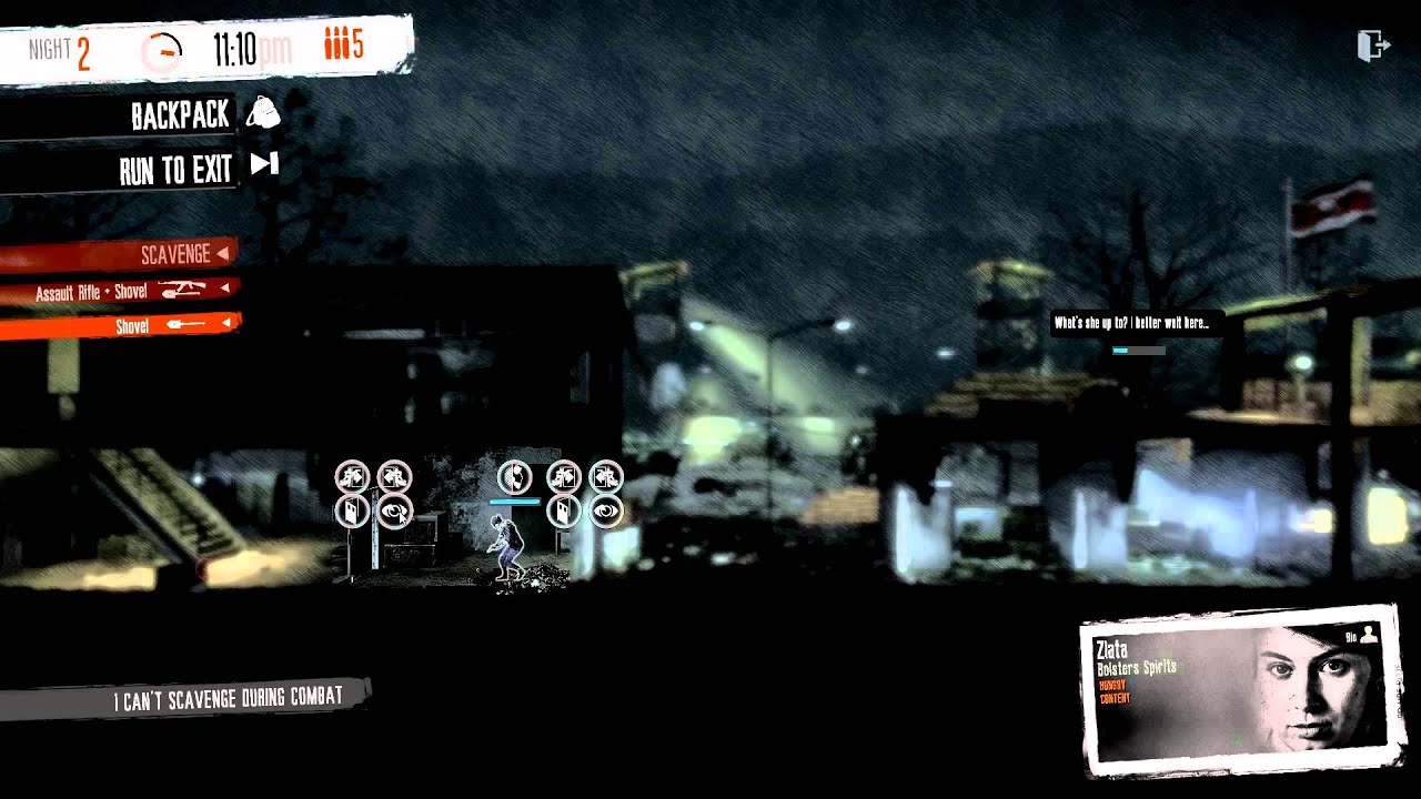 This War of Mine - Military Outpost - Zlata with shovel is a one tough cookie