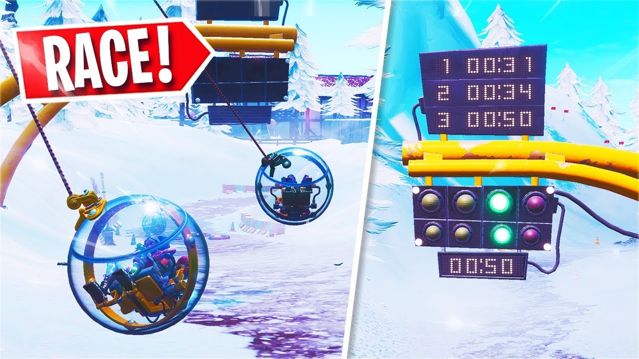 Complete a LAP of the race track in Happy Hamlet! (Fortnite)