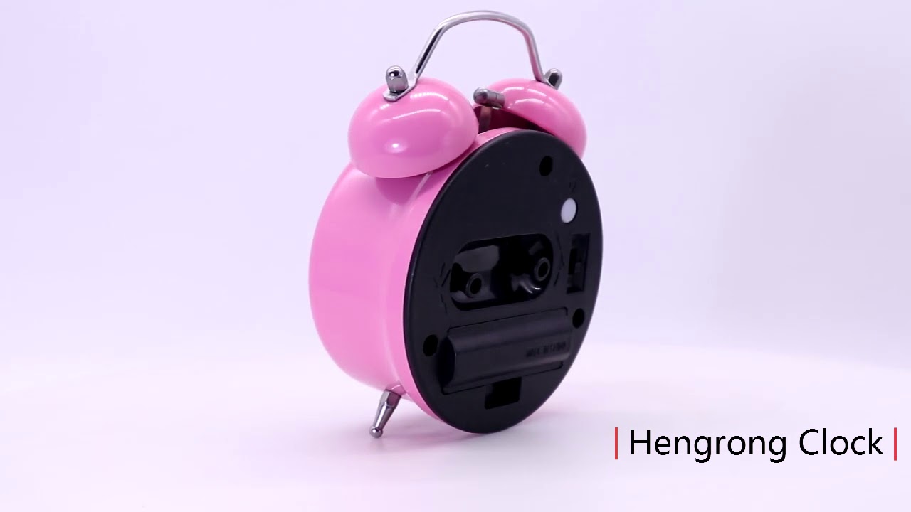 2102 pink 3 inch metal ringing alarm clock - YouTube