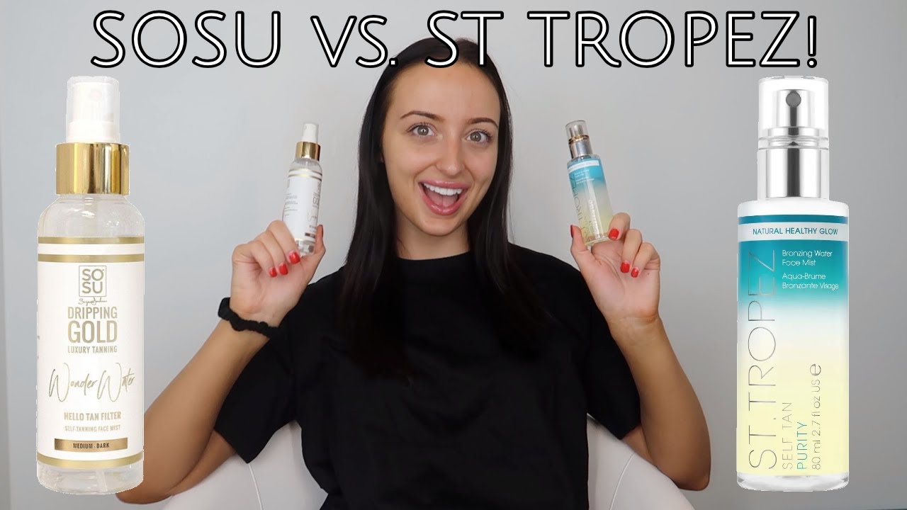St. Tropez Self Tan Purity Bronzing Water Face Mist vs. Sosu Dripping Gold Wonder Water Face