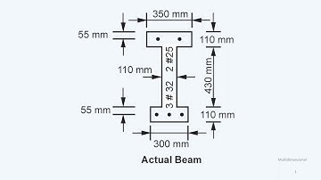 CONC101-106-121: Elastic Analysis of a Cracked Doubly Reinforced I-Shaped Concrete Beam.