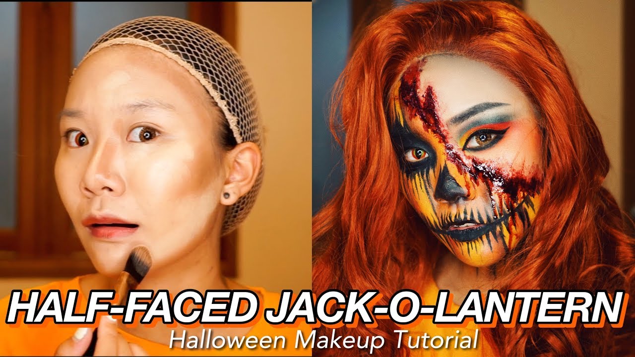 HALF FACED JACK O LANTERN Halloween Makeup Querramellca YouTube