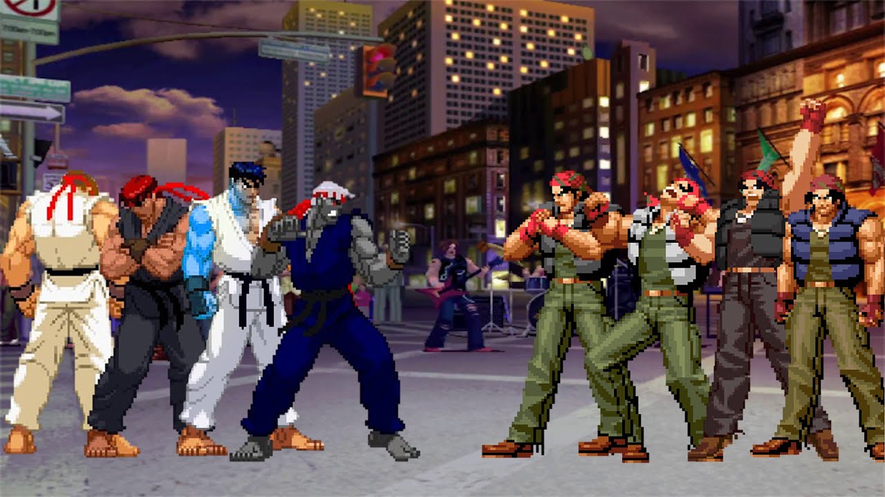 [KOF Mugen] Ryu Team vs Ralf Jones Team - YouTube