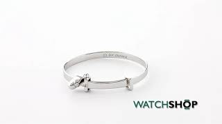D For Diamond Childrens Sterling Silver Bootie Charm Expander Bangle (B4888)