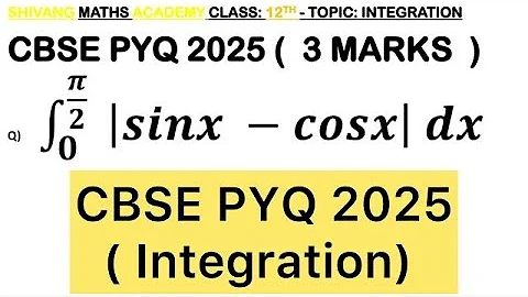 Q) If Integration ∫ ( 0 to pie/2 ) | sin x - cos x | dx  #cbse2024 #CBSE2025  #cbse #integration 