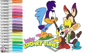 Baby Looney Tunes Coloring Book Pages Road Runner and Wile e Coyote Color Splash