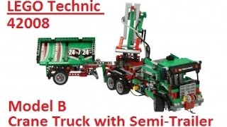 Lego Technic 42008 model B Crane Truck with Semi-Trailer