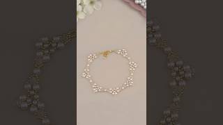 Crystal Pearl Necklace Making with Thread | Simple Pearl Necklace Design: How to Make Beaded Jewelry