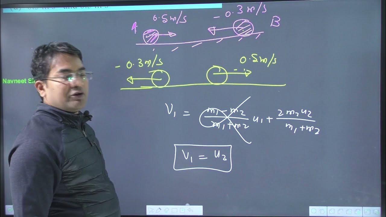 Two identical balls A and B having velocities of 0.5 m/s and 0.3 m/s