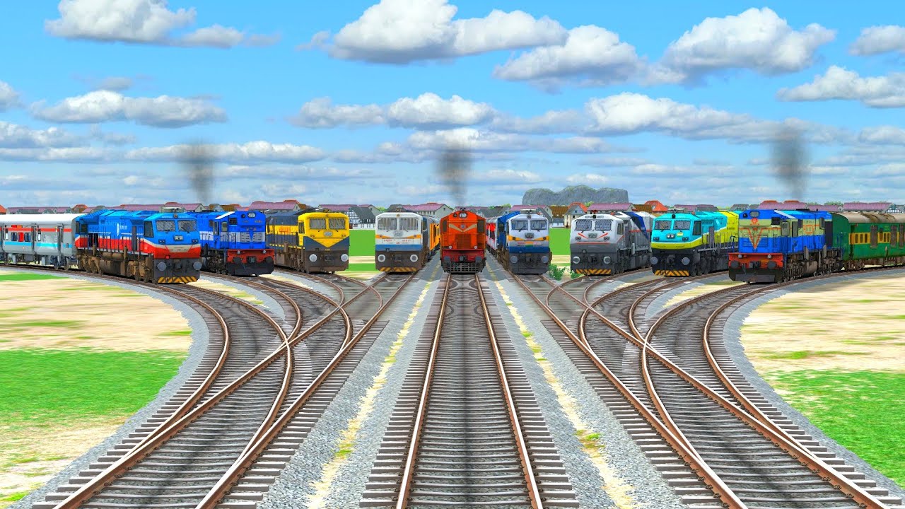 Diamond R Train 9 Trains Crossing Each other at Diamond Railroad Tracks | BUMPY FORKED ...