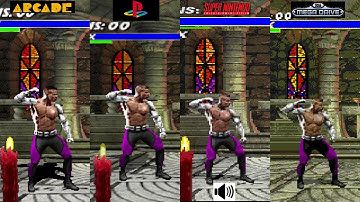Mortal Kombat 3 Jax Comparison Arcade VS PS1 VS SNES VS Megadrive Console VS Console