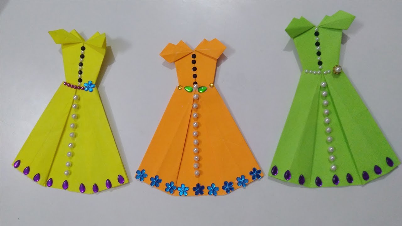 Origami skirt  Paper Skirt  Paper craft  paper frock  Paper girl craft    YouTube