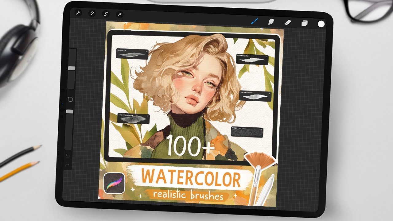 100 Realistic Watercolor Brushes for Procreate – Paper and Canvas ...