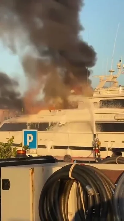 Massive fire tears through superyacht in St Tropez harbor