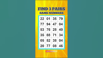 Look carefully and find 3 pairs of the same numbers!