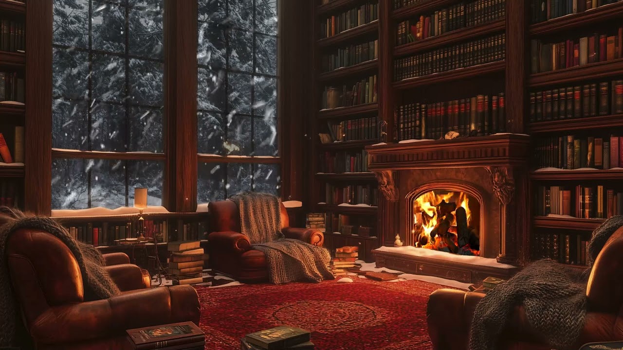 A Symphony of Jazz and Crackling Flames: A Cozy Escape Literature as Snow Gently Falls the Window