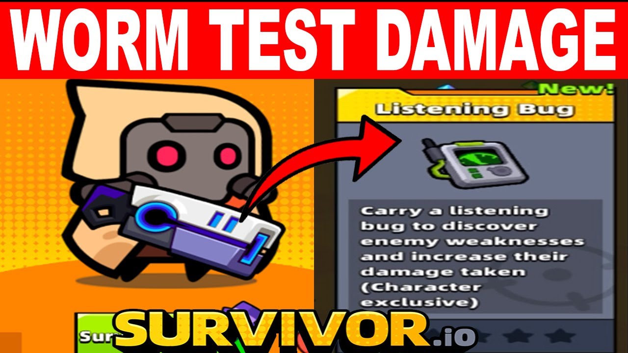 Survivor.io Worm Character Test Damage Gameplay - Listening Bug Skill :  r/Survivorio