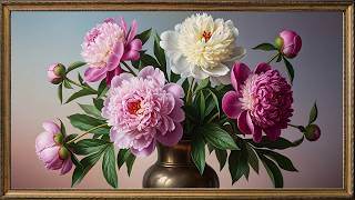Elegant Flower TV Frame 4K 🌸 Realistic Peony Art in Soft Gradient screenshot 5
