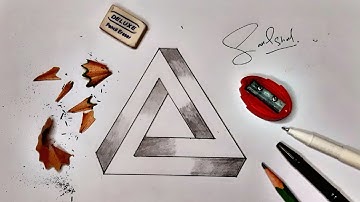 How to draw impossible triangle shape in 3 minutes easy tutorial