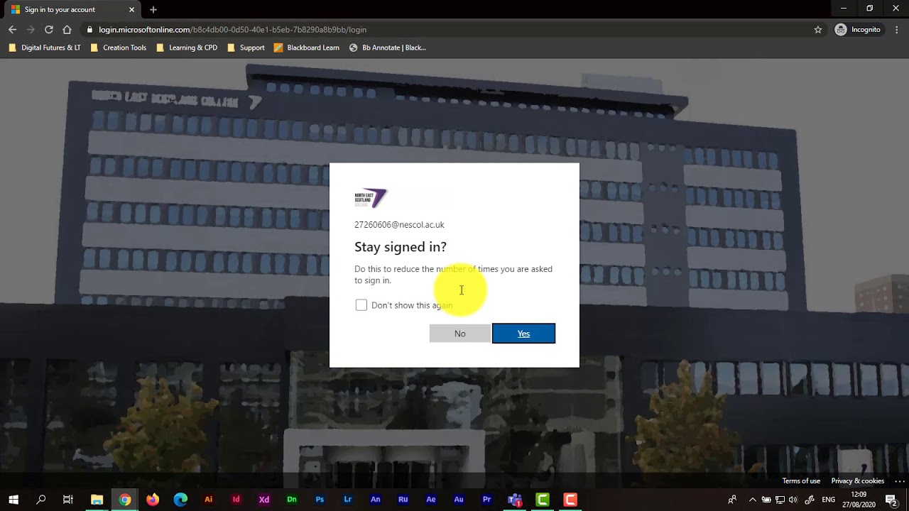 Logging into Blackboard NESCol