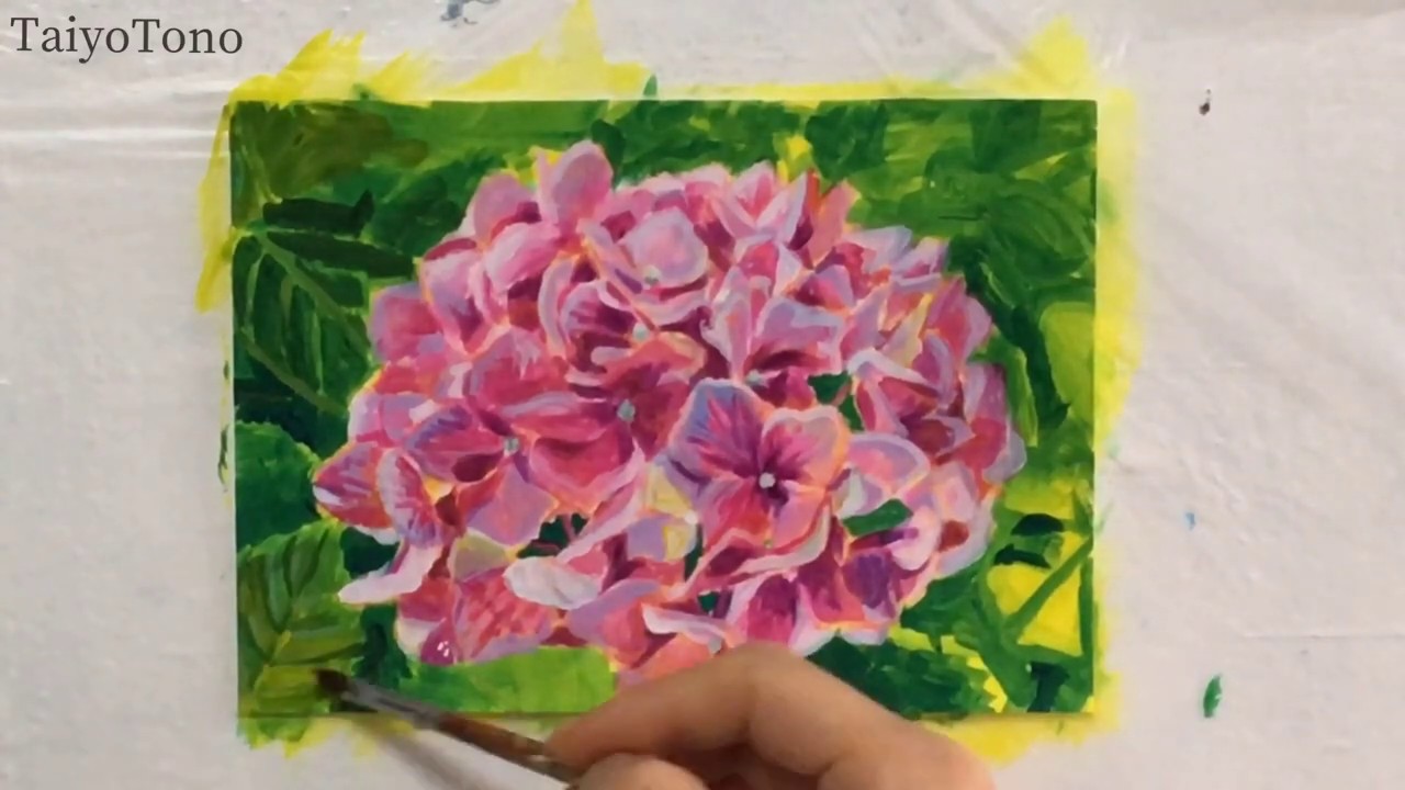 アクリル画 紫陽花を描く 描き方のコツは概要欄で Youtube