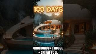 100 Days Underground 😳 #shorts #undergroundhouse #primitivebuilding