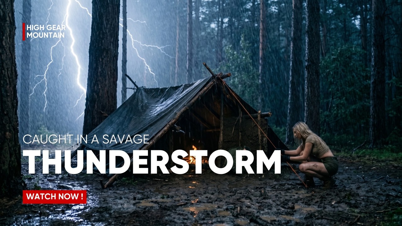 Can I Survive This Brutal Rainstorm? Solo Bushcraft Shelter in Extreme ...