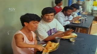 Tennis Krishna Eating Dosa Comedy Scene | Mamatheya Thottilalli Kannada Movie