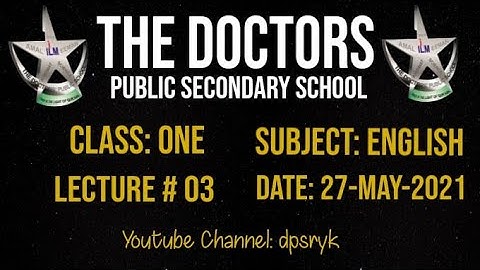 Class One English Lecture # 3 [27-May-2021] dpsryk