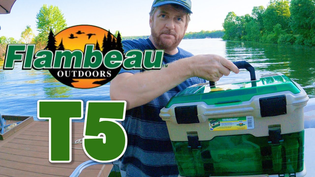 flambeau t5 pro multiloader tackle box Outdoors T5P Box, 7 Tuff Tainers, Blue Gold impact resistant lid and 4 line dispensing ports Flambeau IKE Multiloader Tackle Box