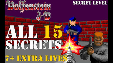 Wolfenstein 3D: Secret Level - All 15 Secret Rooms - 7+ Extra Lives