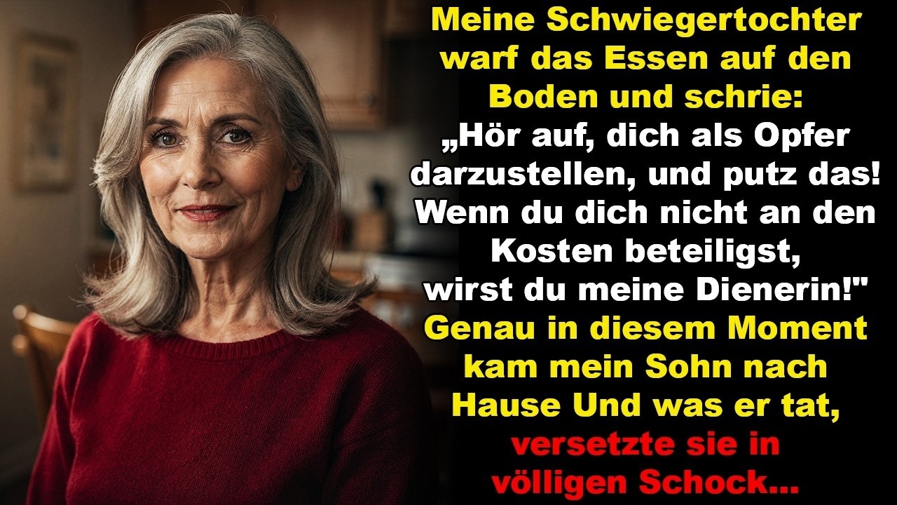 Ich stand auf den Knien und wischte das Essen auf, das meine Schwiegertochter mir vor die Füße geworfen hatte, als sie schrie: „Sie sind nichts als eine Last – wenn Sie sich nicht an den Kosten...