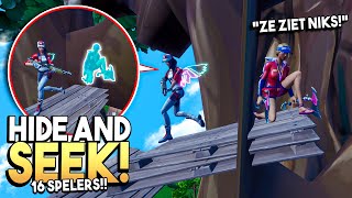 *BOOMHUT* HIDE AND SEEK met 16 SPELERS in Fortnite! 