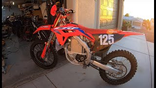 2023 CRF250R with QS138 70H V3 motor, Em260S controller, and 50AH battery.  Second test ride