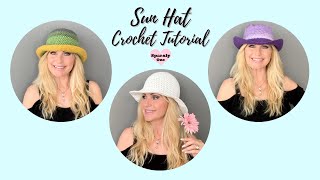 How to Crochet a Cute Sun Hat! Great Tutorial for Beginners, too! One hat, many styles!