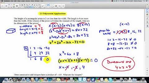 PreCalc 12: 2.5 Polynomial Applications