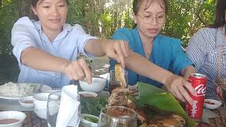 មាន់អាំង/ ត្រីអាំងអំបិល# grilled chicken and salted crusted grilled fish #seyma cooking