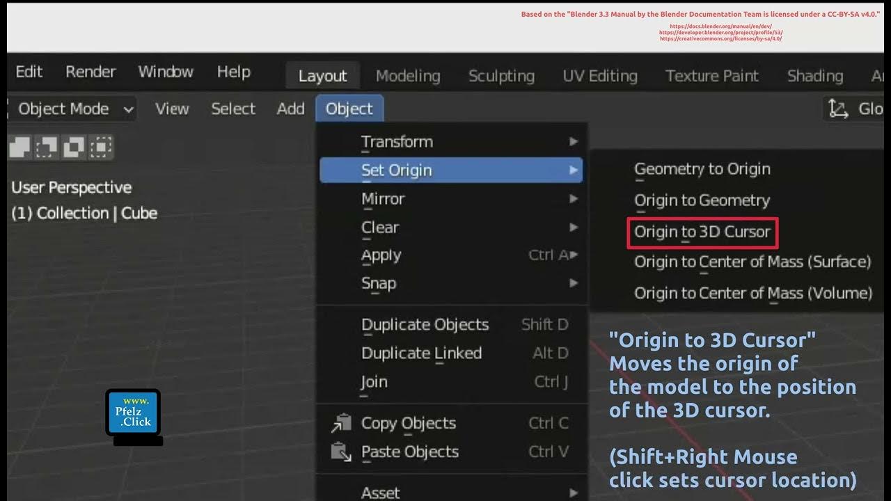 Blender Set Origin iLearn Pfelz.Click to use Blender YouTube