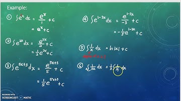 38th video: MAT183 - Basic Integration - Exponential and Logarithmic Functions