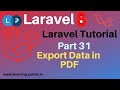 Laravel PDF export | Export Laravel blade view | Export Data to PDF | Laravel 8 | Learning Points