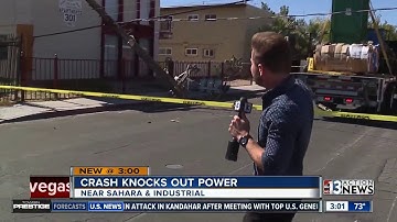 Truck crashes into power pole near Sahara, Industrial