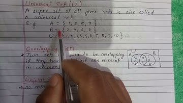 Universal set, overlapping set and disjoint set