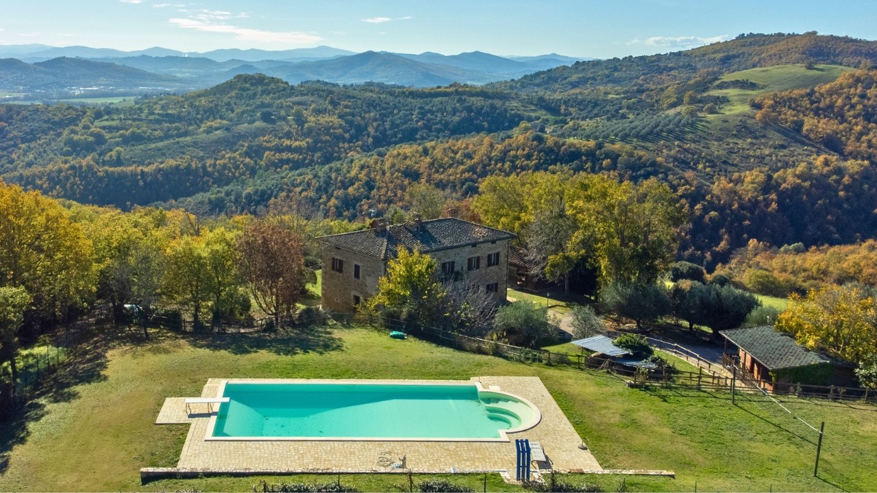 Classic Stone Farmhouse in Umbria with Stunning Hill Views