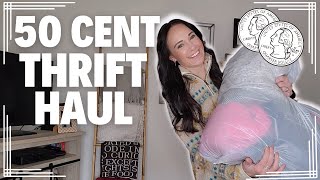 50¢ DAY!! BIG Thrift Haul to Resell on Poshmark & eBay | Let's Go Thrifting! #reseller #thrift